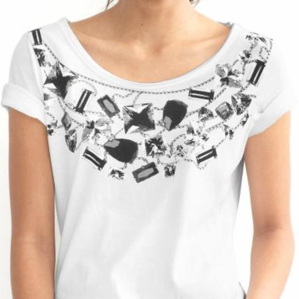 Banana Republic Bejeweled Graphic Tee NEW - Picture 3 of 3